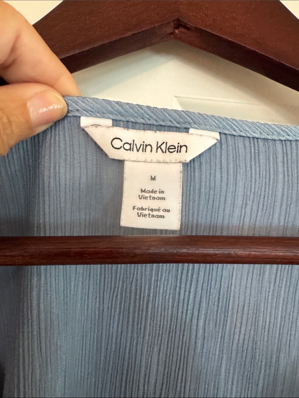 Calvin Klein Dusty Blue V-Neck Long-Sleeve Blouse - Picture 2 of 7